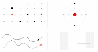 Information structure sketches using a matrix, orbit, relationships, and columns