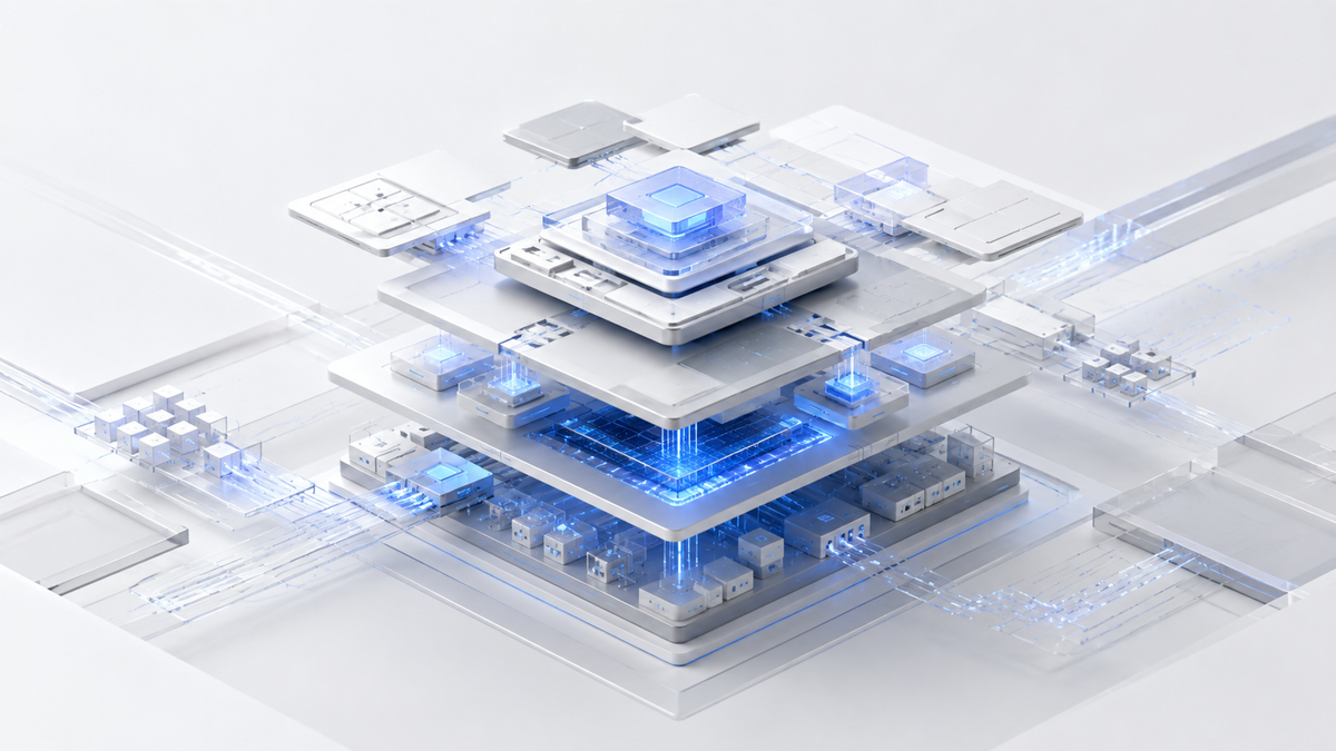 A modular BitFun Agent system built from layered compute modules, transparent connections, and a blue core